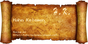 Hahn Kelemen névjegykártya